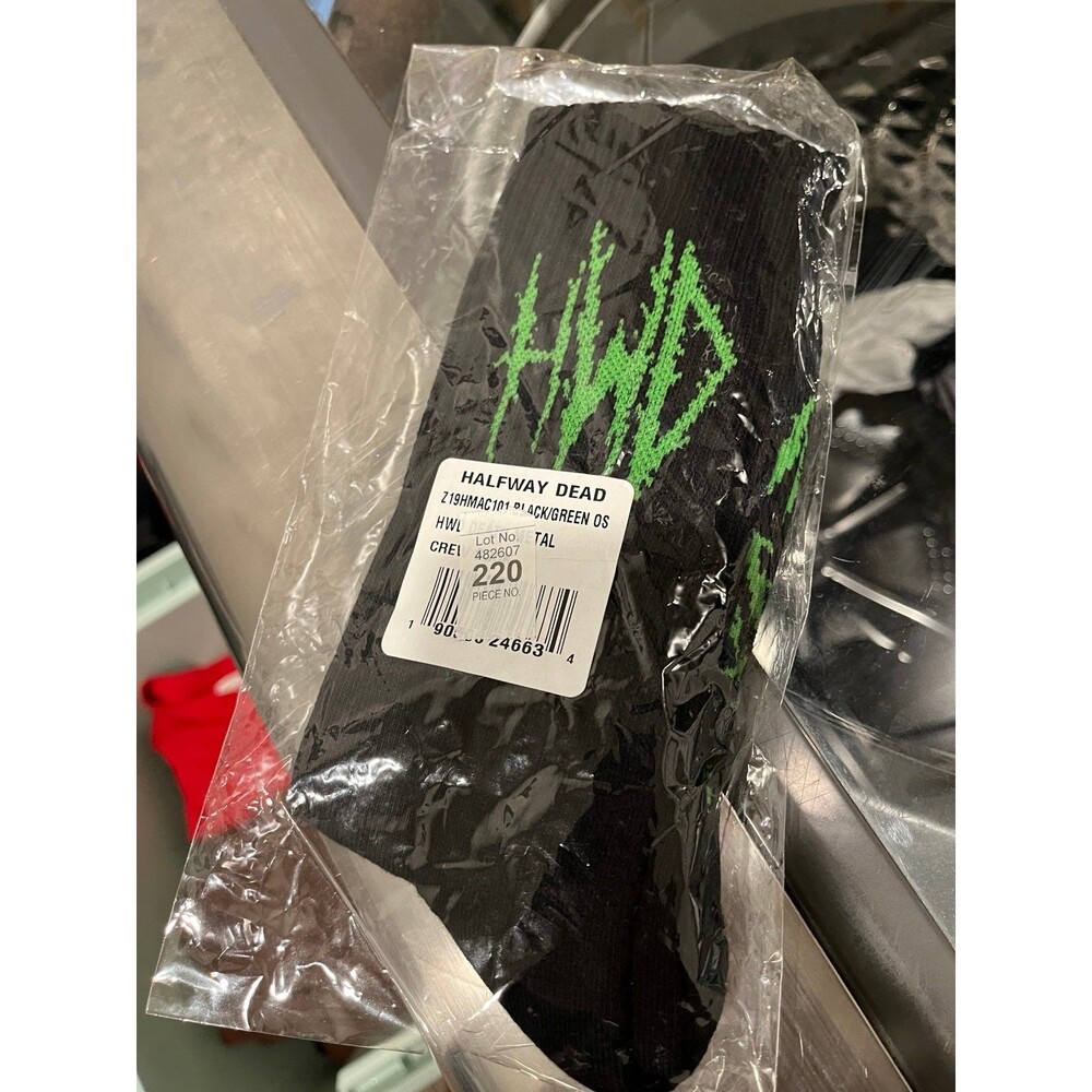 Halfway Dead Green Logo Socks Black One Size New